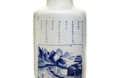 A large blue and white rouleau vase, Kangxi period (1662-1722)