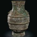 An archaistic silver and gold-inlaid bronze jar, hu, Ming-Early Qing dynasty, 14th-early 18th century