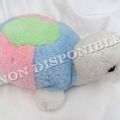 Doudou Peluche Tortue Blanc Bleu Vert Rose Vintage Boulgom