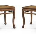 A rare pair of huanghuali square cabriole-leg stools, 17th-18th century