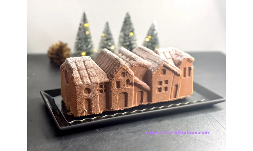 Bûche pralinée Village de Noël