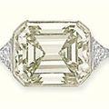 A rectangular-shaped diamond single-stone ring
