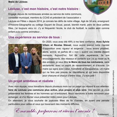 Municipales 2026 : "Je suis candidat pour devenir le prochain Maire de Lécluse"