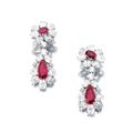 Pair of ruby and diamond pendent ear clips, Bulgari