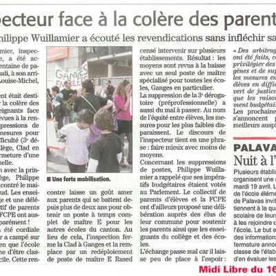 MIDI LIBRE - jeudi 16 avril 11 - Manifestation Ganges