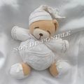 Doudou Peluche Ours Beige Boule Blanc Dormeur Poche Broderie Kaloo