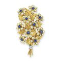 A bouquet of sapphire and diamond flowers brooch, by Buccellati