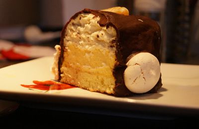 bûche au chocolat blanc et fruit de la passion