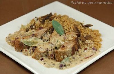 Porc au marsala, riz aux cèpes d'après Jamie Oliver