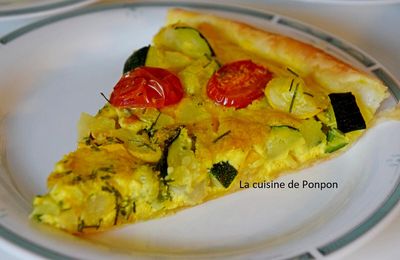 Tarte aux 2 courgettes, navet et tomates cerises, végétarien