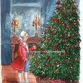 Aquarelle "Noël au XVIIIè siècle"