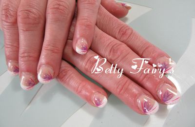 French blanche, gel mask, déco violet, framboise,