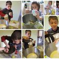 Gâteau au yaourt et pommes préparé par les enfants