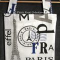  Tote bag en coton avec une poche pour le plier - motifs tour Eiffel