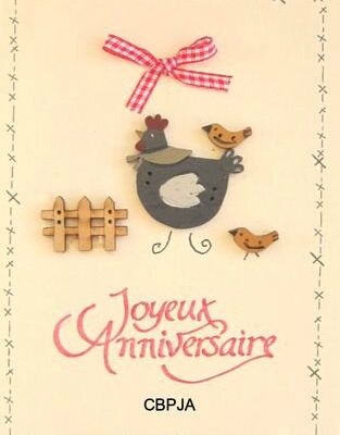 Réf : CBPJA - Carte "Joyeux anniversaire" Poules et poussins
