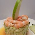 Rémoulade fenouil-granny aux crevettes, vinaigre à la mangue