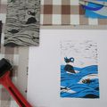 linogravure et collage 