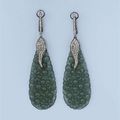 Jade and diamond earrings, pendant & cufflinks
