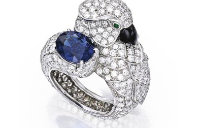 Platinum, sapphire, diamond, onyx and emerald ring, Cartier