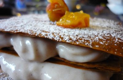 Mille feuilles à la crème de marron et clémentines confites