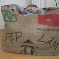 NOUVEAU : Grand sac de plage en sac à café recyclé CAFE DU VIETNAM - modèle RARE