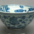 A small blue and white porcelain warming bowl. Late Ming Dynasty