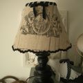 LAMPE PATINEE NOIRE + ABAT-JOUR ANGES