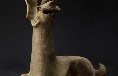 Pottery Yellow-glazed Dog, Eastern Han Dynasty (25-220)