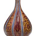 A Safavid cobalt and lustre-painted pottery bottle vase, Persia, late 17th-early 18th century