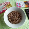 spaghettis de konjac et leur sauce 100% cacao à seulement 65 kcal (sans sucre et sans beurre)