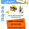 Soirée jeux en famille! Mardi 14 octobre 2014, Centre Social Langlet-Santy, Lyon 8ème
