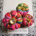 ♥ AGLAE ♥ Broche textile hippie chic fleurs potirons - Les Yoyos de Calie