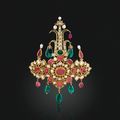 An antique diamond and multi-gem sarpech, 19th century