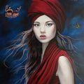 Jeune femme au turban rouge