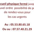 COMMUNIQUÉ DE LA MAIRIE - FERMETURE DE L ACCUEIL - CONTACTS EN CAS D URGENCE