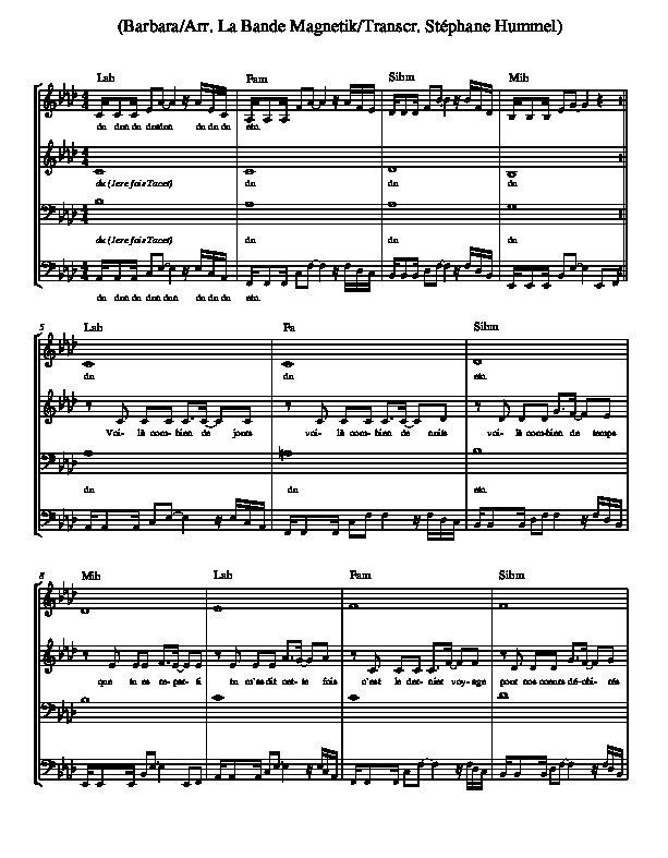 Barbara, Dis quand reviendrastu Chansons Françaises Partitions
