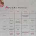 Menu du 4 au 8 novembre