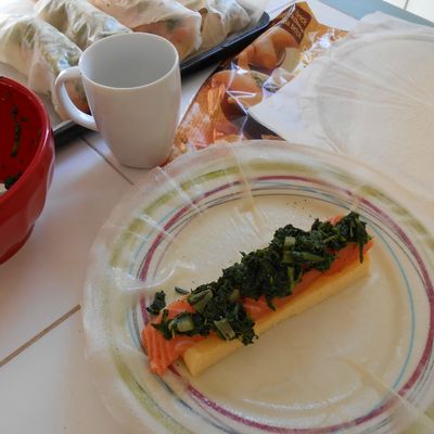 Koulibiac saumon /polenta/epinards