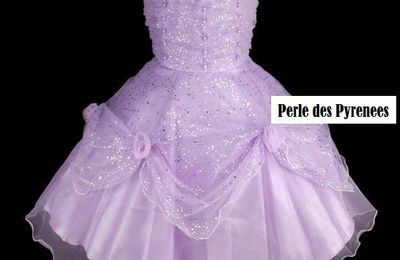 -50% Destockage! Robe fillette "Aubépine lilas" paillettes 6/ 7 ans (ref rf-aubepine-li)