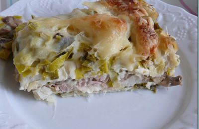 Lasagnes thon-poireaux-champignons