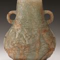 Two handled jade vase with winged dragon motif, Yuan dynasty (1271-1368)