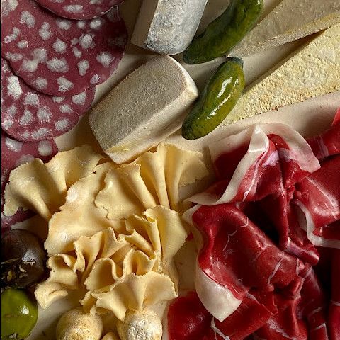 Détail, planche charcuterie, fromage