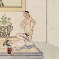 [CHINE] Album érotique chinois de 12 aquarelles libres sur soie. Epoque XIXe 
