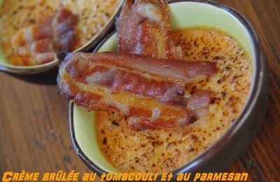 Crème brûlée au tomacouli et au parmesan