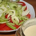 Salade de tomate et céleri sauce à l'oeuf