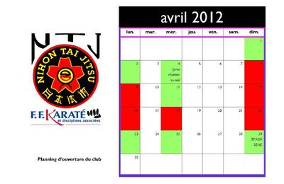 Planning Avril 2012