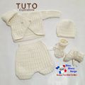 TUTO tricot bb FACILE et PREMA BOUTIQUE bebe modele layette bébé et patron a tricoter Explications brassière, bonnet, chaussons et Reborn