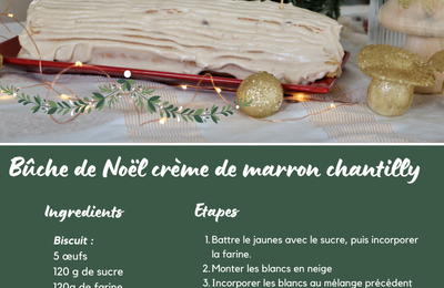 Bûche de Noël facile à la créme de marron et à la chantilly