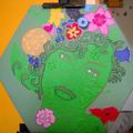 Tableau en peinture acrylique 'femme-fleur'