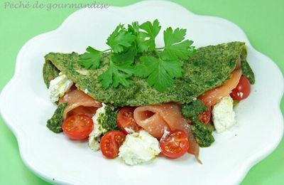 Omelette verte farcie version marine ( plat froid )